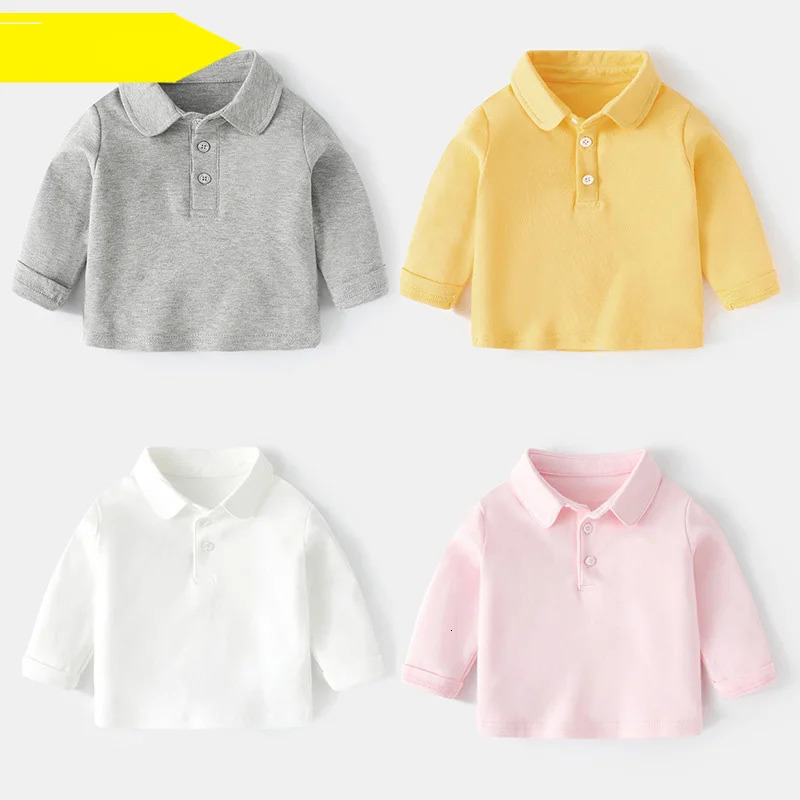 Ins Infant Babys Boys Polo Shirts Autumn Solid Long Sleeve Little Boy Sundershirt Casual Turn Down Collar Toddler Kids Boys Tops 250120