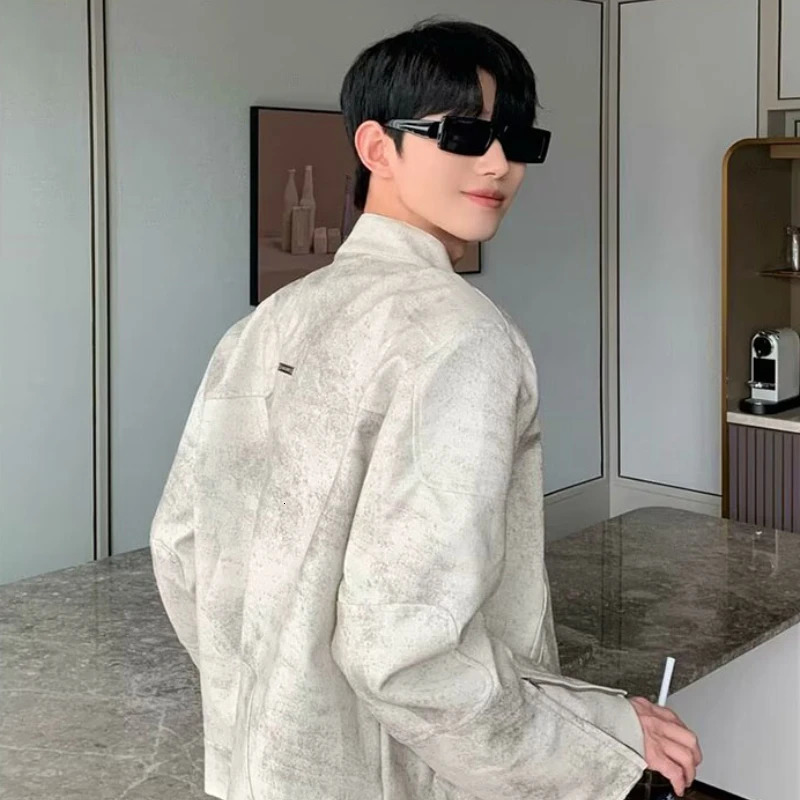 American Clean Fit Leather Jacket Men Women Cropped Shoulder Padded Stand-up Collar Coat Autumn Streets Slim-fit Casual Jacket 250120