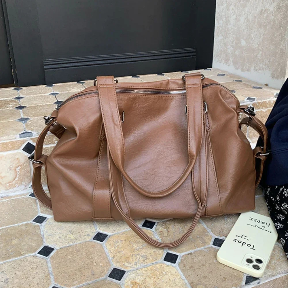 Large Capacity Black Shoulder Bags For Women Large Shopper Bag Solid Color Soft Leather Crossbody Handbag Lady Travel Tote Bag 250122