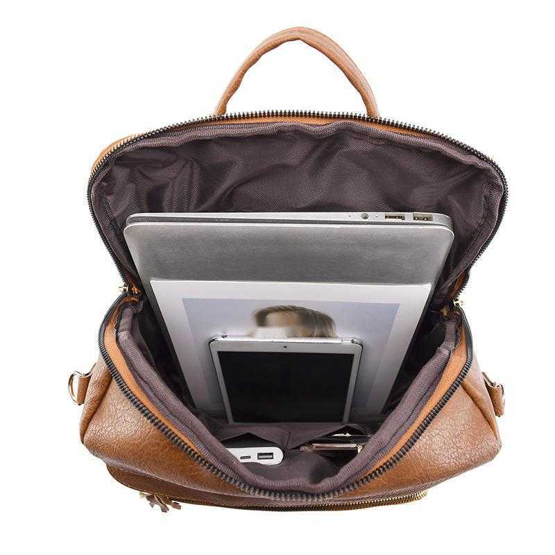 Backpack New Womens Backpack Large Capacity Brown PU Outdoor Womens Backpack Womens Bag