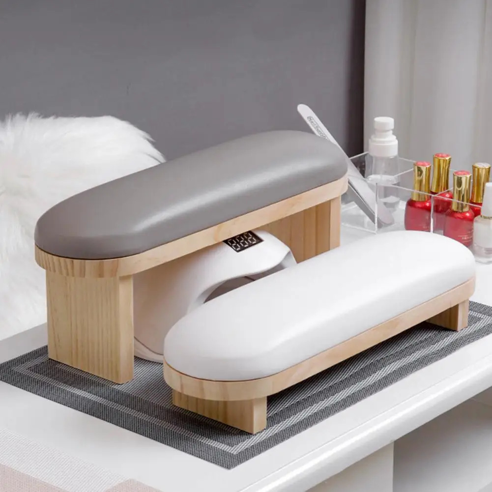 Nail Art Hand Rest Wood Stand Soft Sponge Filling Faux Leather Wrist Support Professional Manicure Stand Palm Arm Pillow 250121