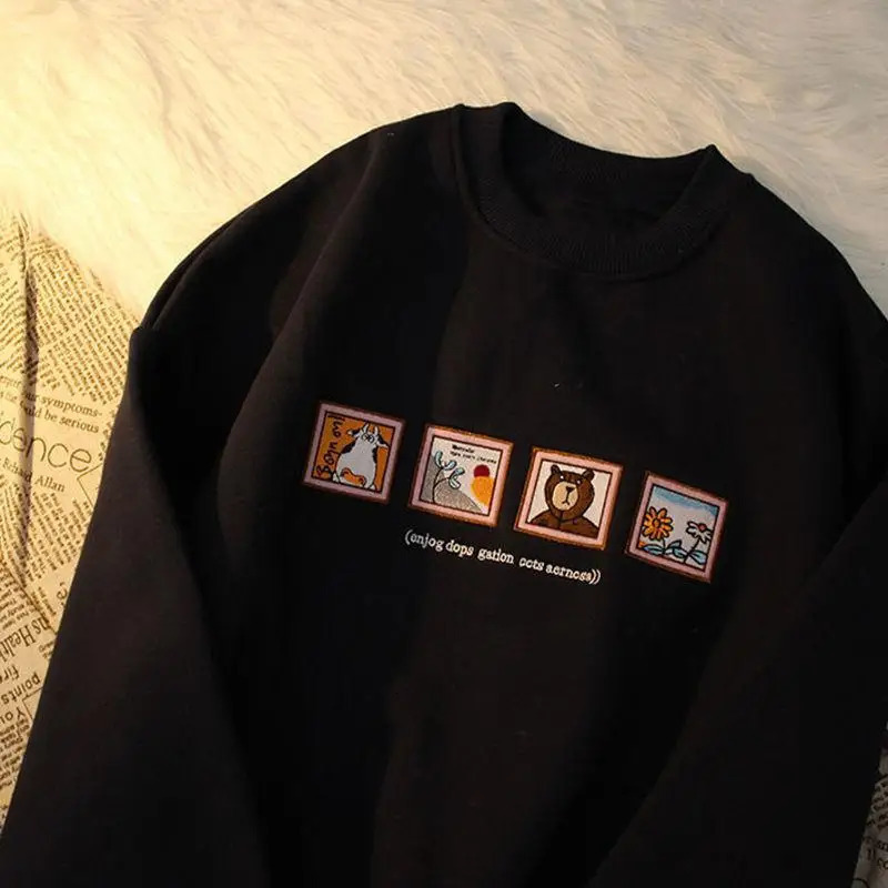 Men Winter Plus Velvet Thick Round Neck Sweatshirt Harajuku Size Students Trend Male and Female Couples Joker 4Xl 250122