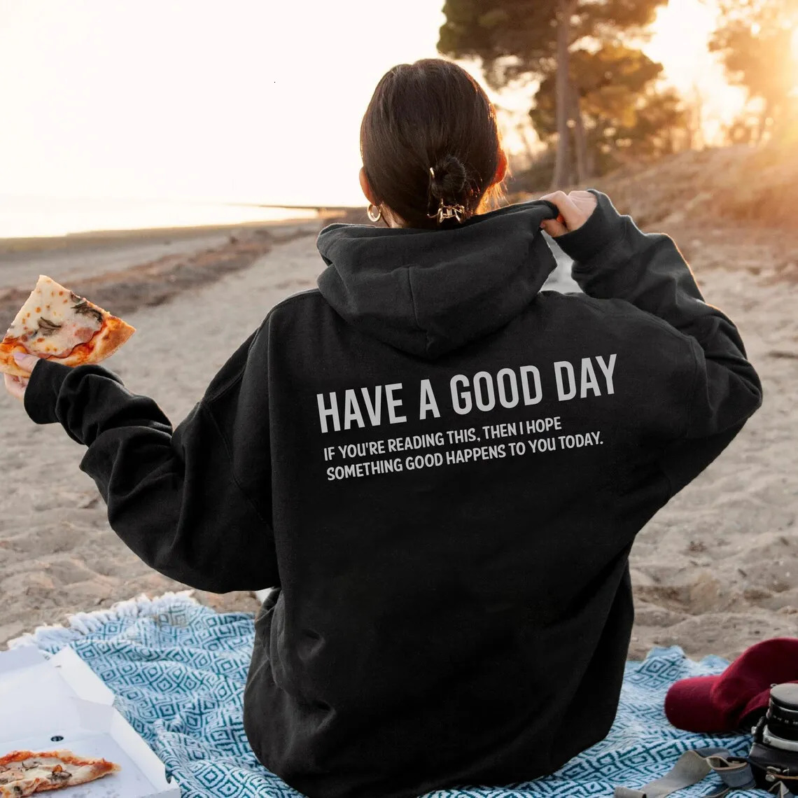 Have A Good Day Print Letter Hoodies Women Sweatshirt Autumn Spring Pullovers Harajuku Tracksuit Positively Slogan Back Printed 250122