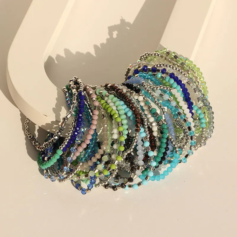 36 piece handmade elastic bead bracelet Bohemian stackable bead elastic bracelet colorful Bohemian beach ankle bracelet set 250110