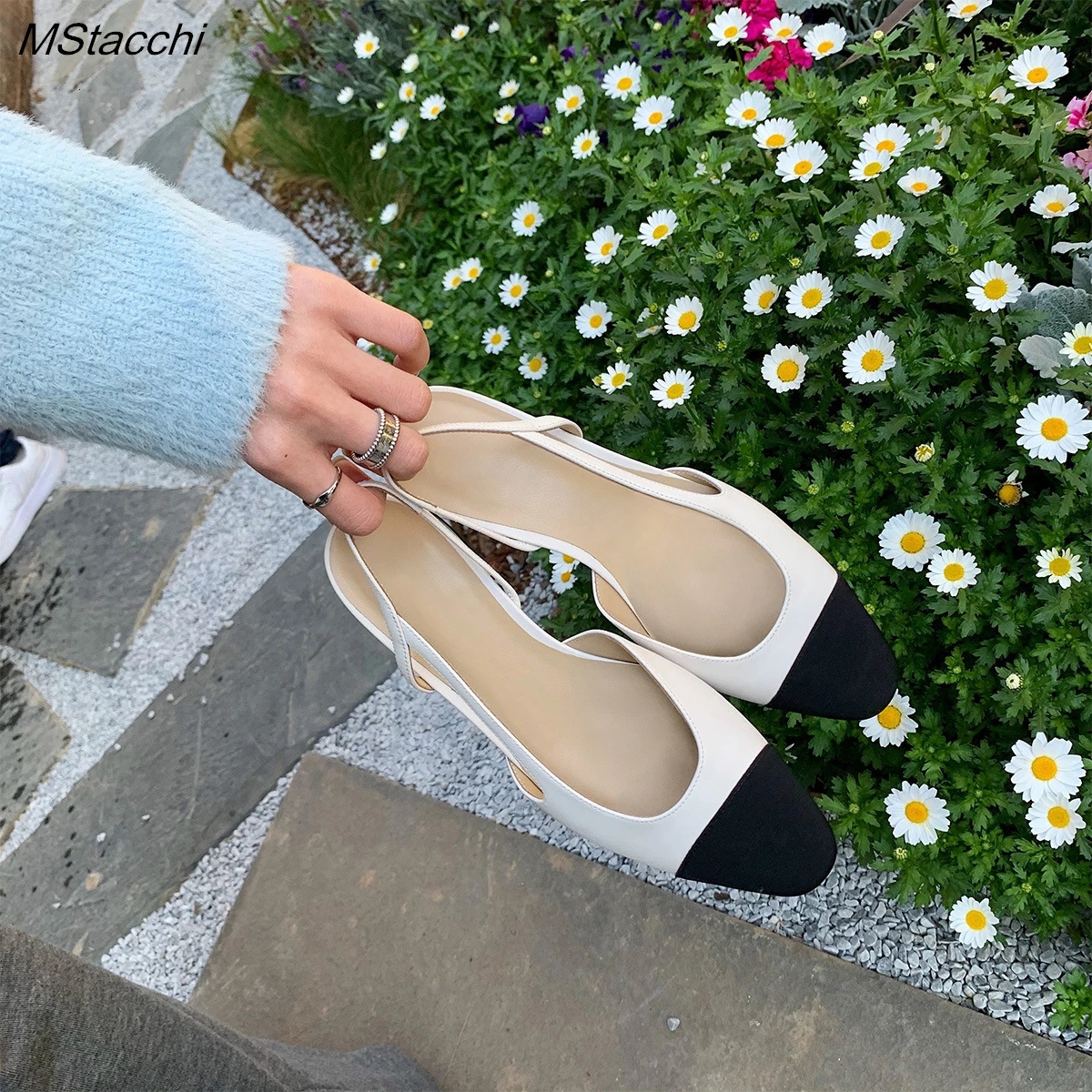 Patchwork Leather Slingbacks Womens Sandals Fashion Flat Heel Formal Ladies Shoes Sexy Party Sandals Dress Wedding Party Shoes 250120