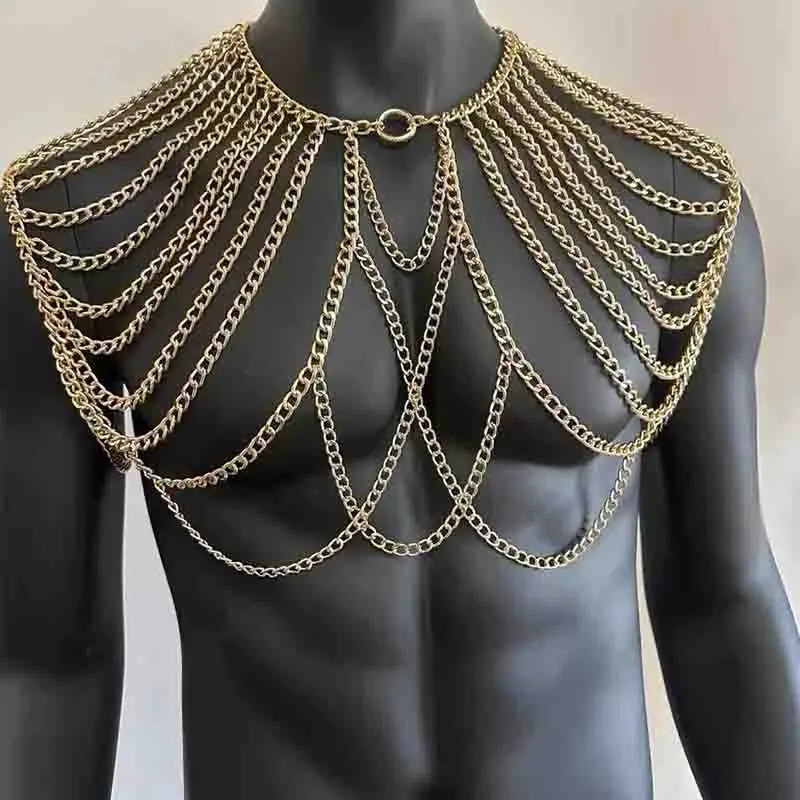 Men Metal Body Chain Shoulder Necklace Jewelry Tassel Nightclubs Accessory Fashion Personality Party Nightclubs Beach Carnival 250121