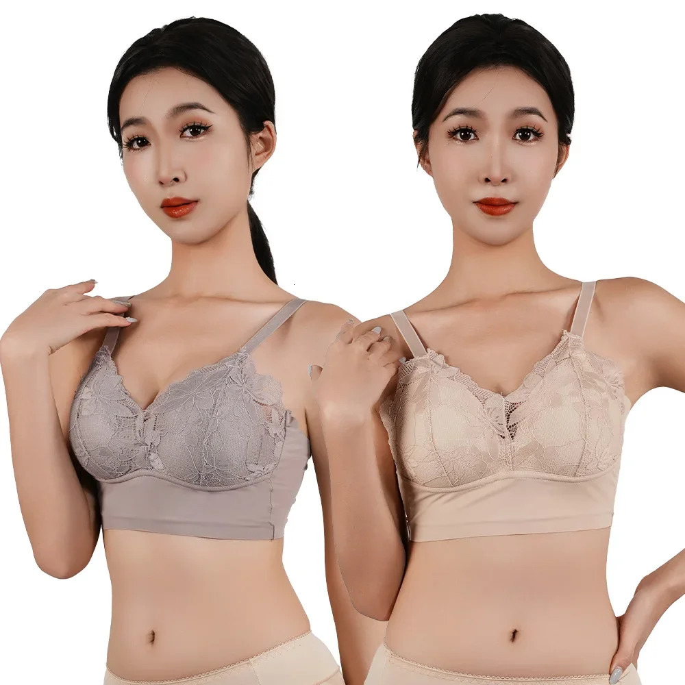 1 large lace bra full cup thin small Plus size wireless adjustable womens B C 250122
