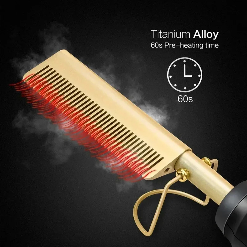 2 in 1 Electric Heating Comb Hair Straightener Curler Wet Dry Hair Iron Straightening Brush Hair Styling Tool 250110