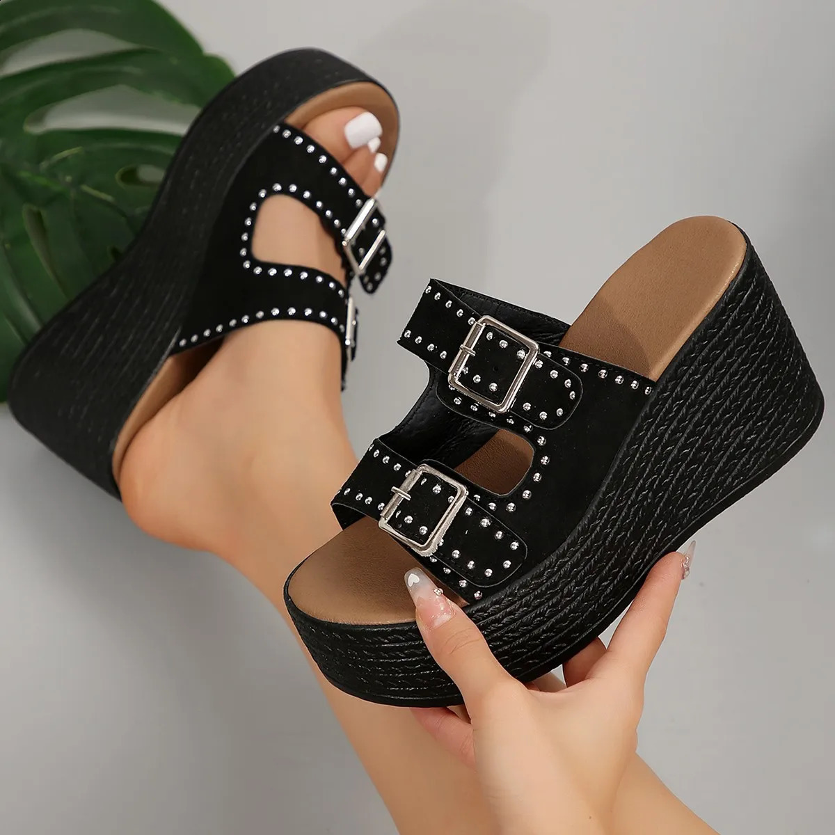 Women Wedges Slippers Summer Fashion Sandals Outdoor Beach Platform Comfortable High Heels Slides 250117