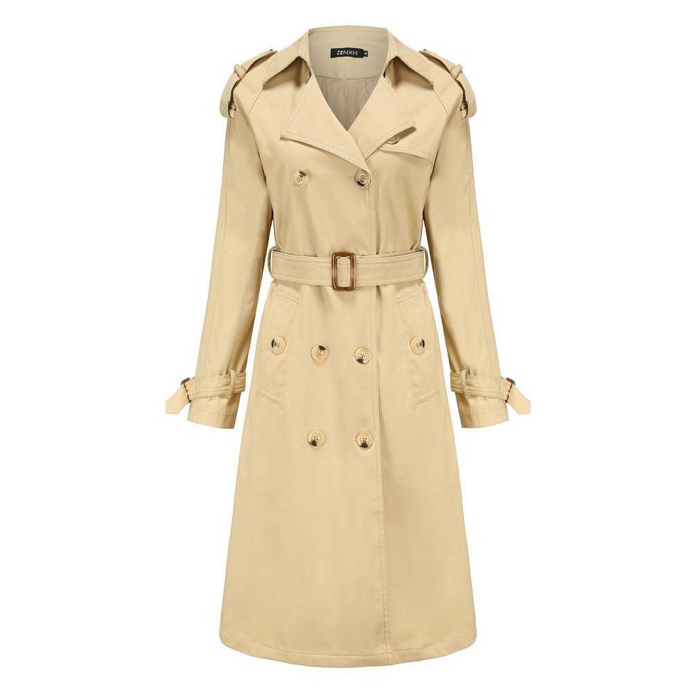 New European Windbreaker WoMens Long Waist Cotton Fashion Coat Long-sleeved Lapel Womens Long Trench Coat Womens Jacket 241209