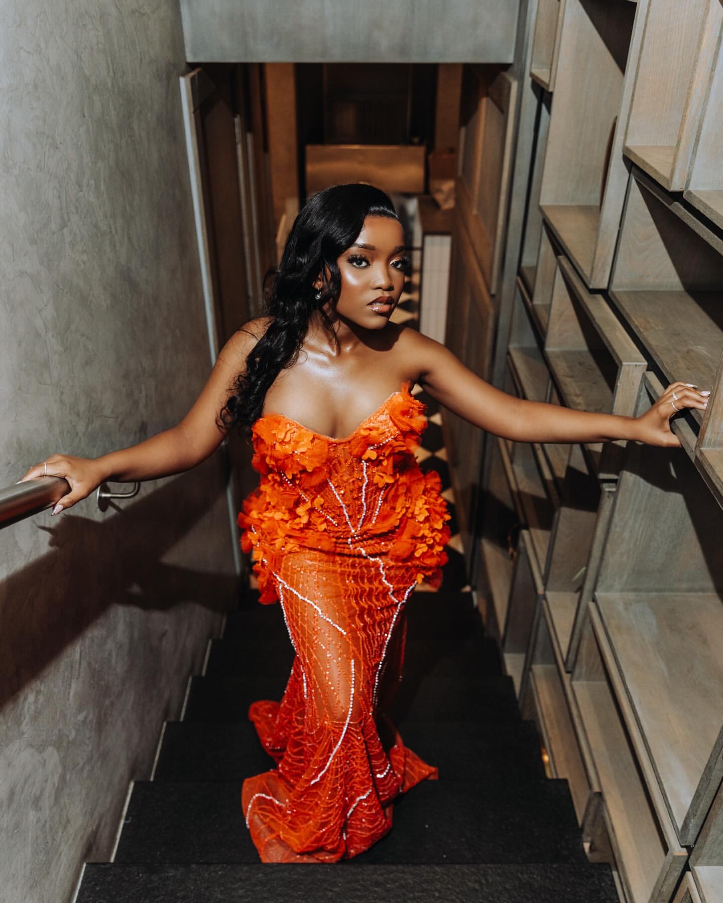 Aso Ebi Orange Mermaid Prom Dresses 2025 wers Sequined Lace Crystals Evening Formal Party Second Birthday Engagement Gowns Plus Size Dress For Special