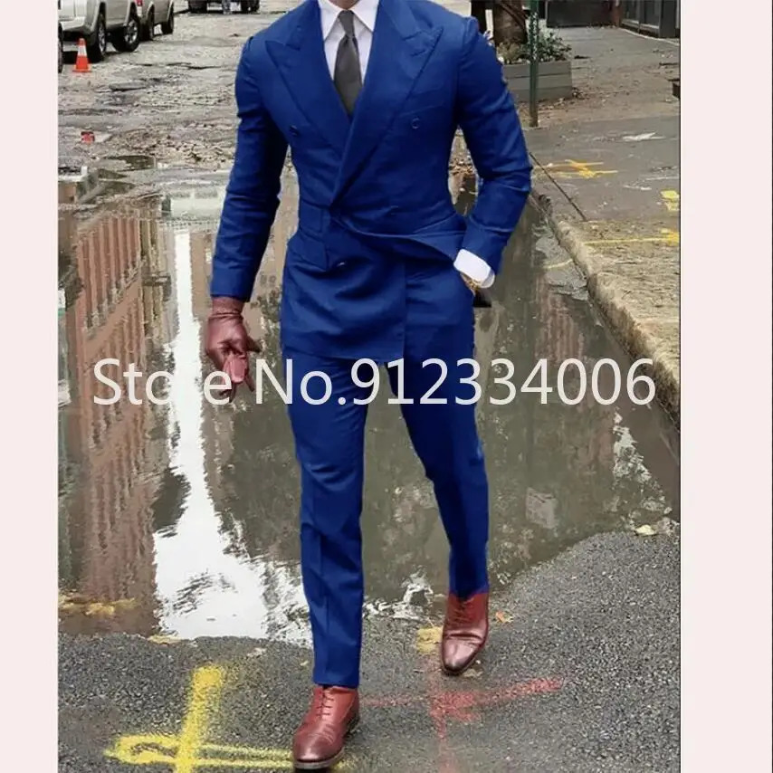 Double Breasted Grey Wedding Suit Prom Men Groom Tuxedo Man Blazer Latest n Costume Homme Mens 2 Pcs Jacket Pant 250122