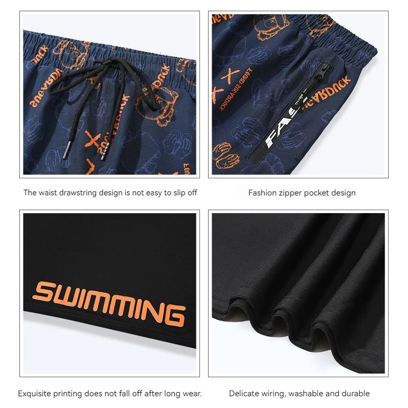 EUXS-2XL Men Teens Swim Trunks Anti Embarrassment Loose Quick Dry Swimming Shorts Seaside Beach Swimsuit Spring Swimwear Set 250117