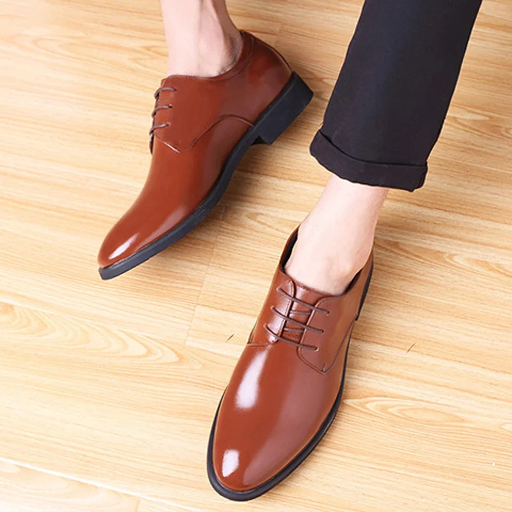 Mens Leather Shoes Casual Formal Office Dress Walking Lace Up Work Shoes Black Soft Leather Soft Sole Business Shoes 250120