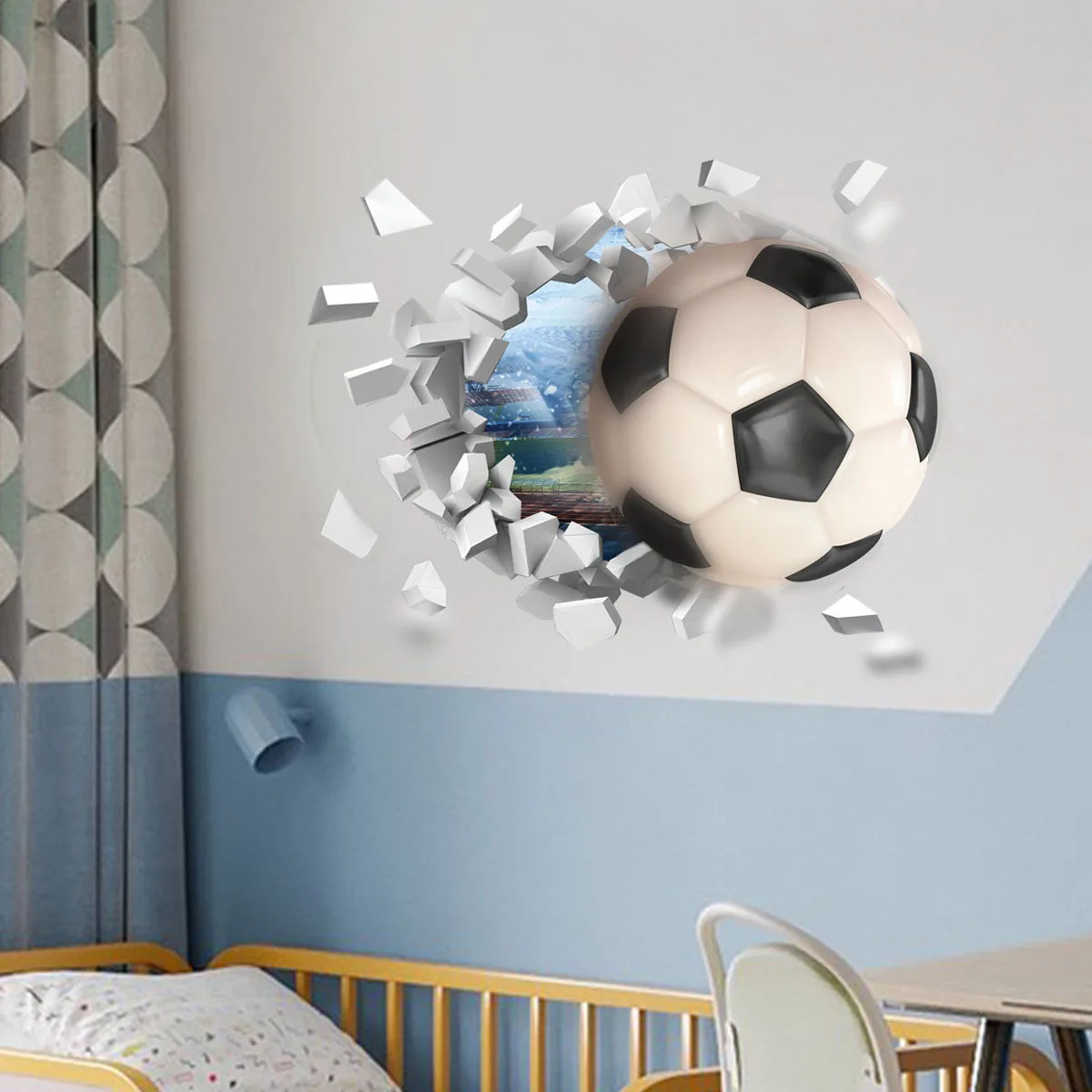 3D Football Soccer Wall Stickers for Kids Rooms Children Bedroom Wall Decals Boys Room Decoration Gift 250113