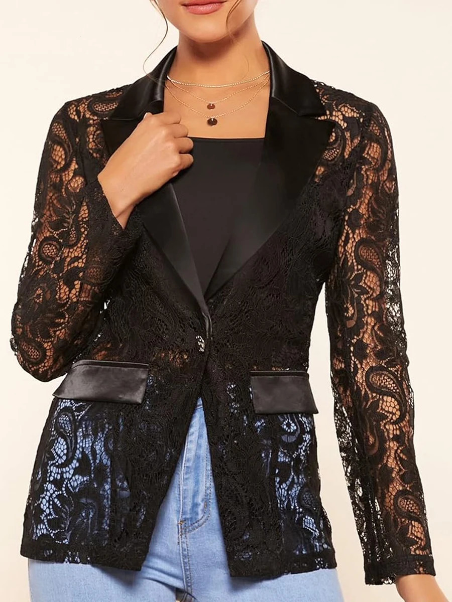 Women s Fashion Blazer Solid Color Open Front Lapel Long Sleeve Elegant Jacket with Pockets 250122