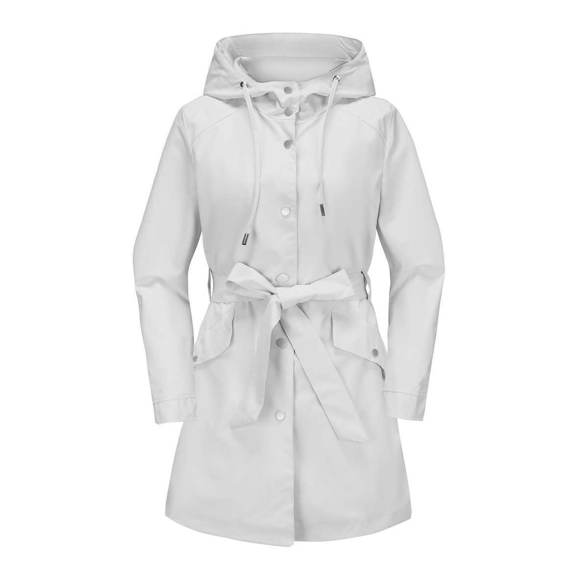 Spring Autumn Hooded Waterproof Jacket with Belt Thin Casual Loose Windbreaker for Women Womens Long Trench Coat Womens Jacket 241209