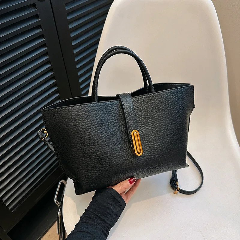 Pink French Soft Leather Handbags for Women Spring Summer Large Capacity Bucket Bags Fashion 2-Piece Composite Bag 250121