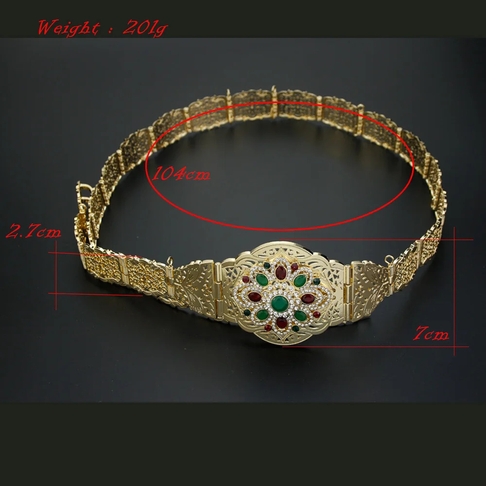 Sunspicems Gold Color Concise Morocco Belt for Women Adjustable Length Arabic Bride Jewelry Caftan Waist Chain Chic Crystal Belt 250121