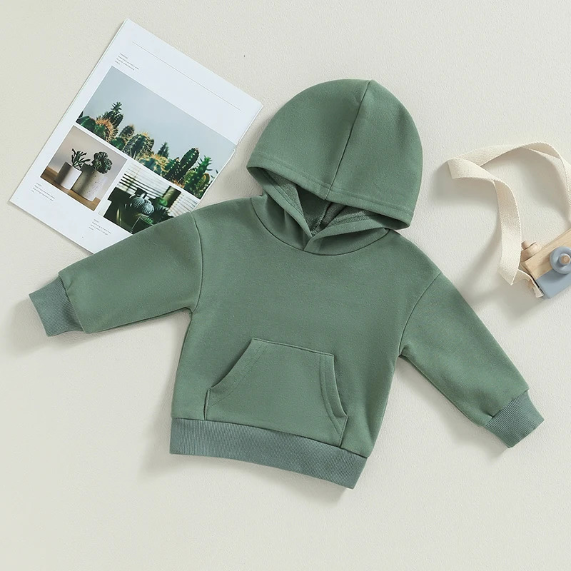 Solid Casual Kids Boys Girls Hoodies Clothes Long Sleeve Pocket Hooded Sweatshirts Toddler Infant Pullovers Fall Winter Tops 250121