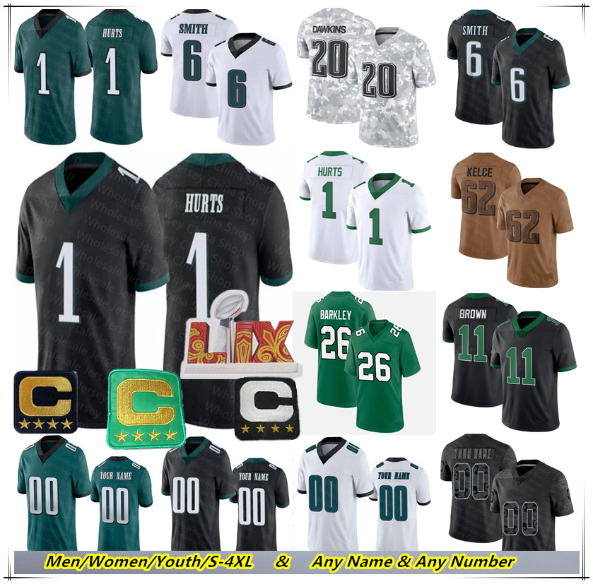 Jalen Hurts Saquon Barkley American Football Jersey Jason Kelce DeVonta Smith A.J. Brown Reed Blankenship Zack Baun Brian Dawkins Brandon Graham Darius Slay Jr DeJean