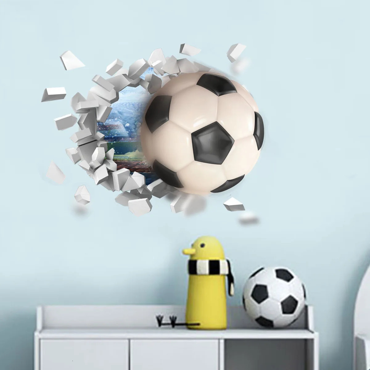 3D Football Soccer Wall Stickers for Kids Rooms Children Bedroom Wall Decals Boys Room Decoration Gift 250113