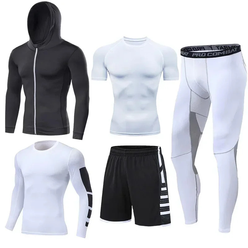 Mens Running Tracksuit Training Fitness Sportswear Set Compression Leggings Sport Clothes Gym Tight Sweatpants Rash Guard Lycra 250120