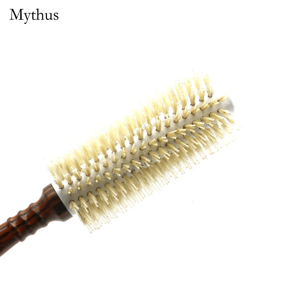 Mythus 3 Size Salon Hair Curls Brush Antistatic Wooden Hair Round Brush For Hairdressing Nylon And Bamboo Fibre Barber Brushes 250120