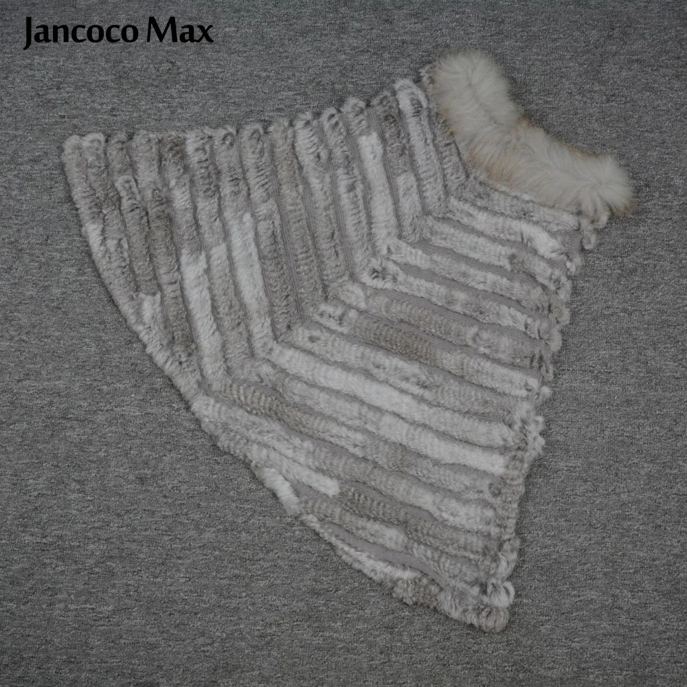 Jancoco Max Real Rabbit Knitted Fur Poncho Winter Fashion Style Capes Female Party Shawl S7112 250120