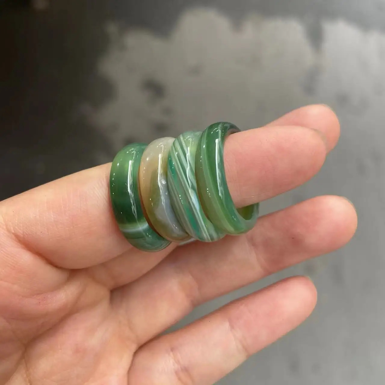 Natural 100% real green jade ring handmade sculpture spanner simple jade ring men party wedding jewelry rings for man gift 250118