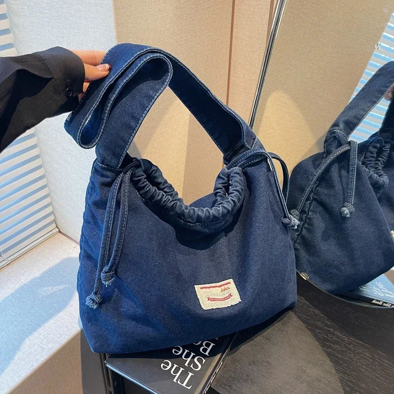 Solid Colors Denim Concise Casual Crossbody Bags Large Capacity String Retro Fashion Versatile Womens Shoulder Bags 250122