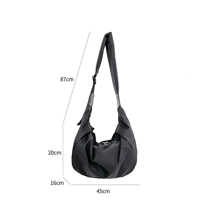Summer Womens Bag Large Capacity Casual Nylon Crossbody Bag Dumpling Bag High Grade Solid Color Shoulder Bag 250113