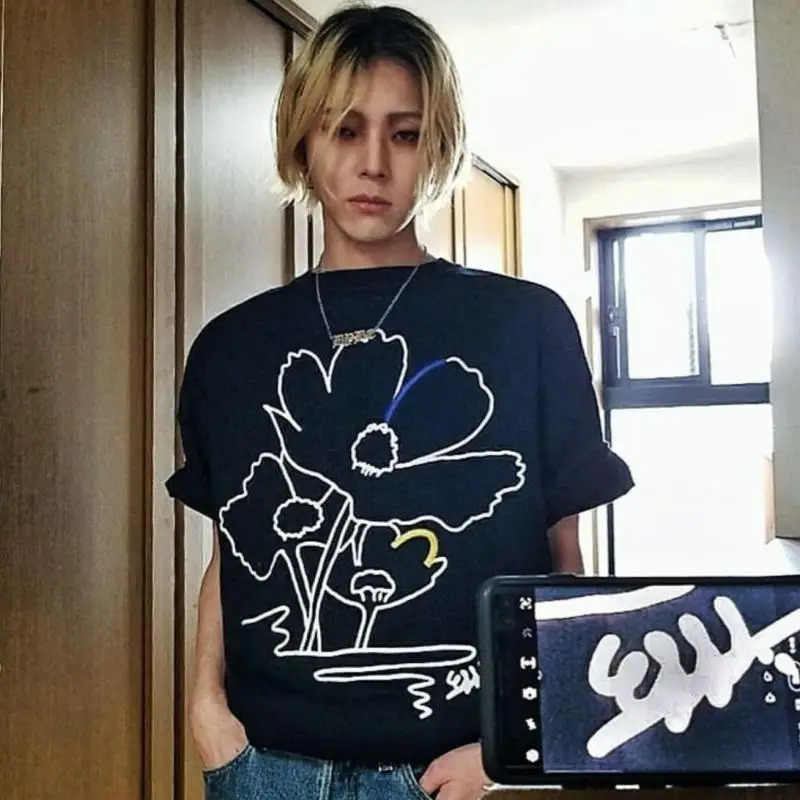 Tawaaiw American Retro Cotton T Shirt Women Clothes Short Sleeve Korean Fashion Summer Tops Loose Black Print Tees Y2k 250109