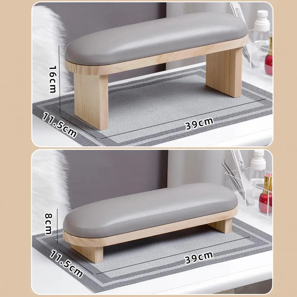 Nail Art Hand Rest Wood Stand Soft Sponge Filling Faux Leather Wrist Support Professional Manicure Stand Palm Arm Pillow 250121