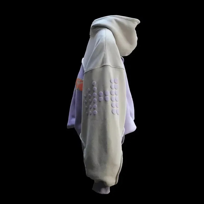 American Fashion Trend Pattern 3D Foam Hoodie Women Street Y2K Hip Hop Joker Fleece Padded Sweatshirts Unisex Punk Hoodies 250122