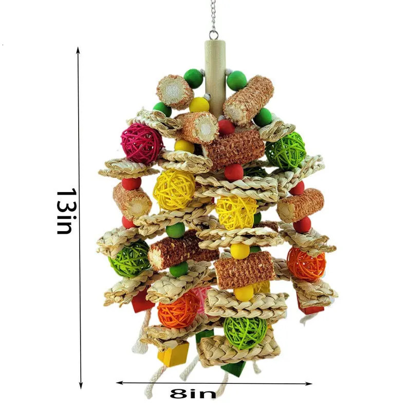 Parrot Toys Natural Corn Wood Parrot Bird Toys Love Bird Cage Funny Training Bird Toys Bite Resistant Bird Tearing Toy 250121