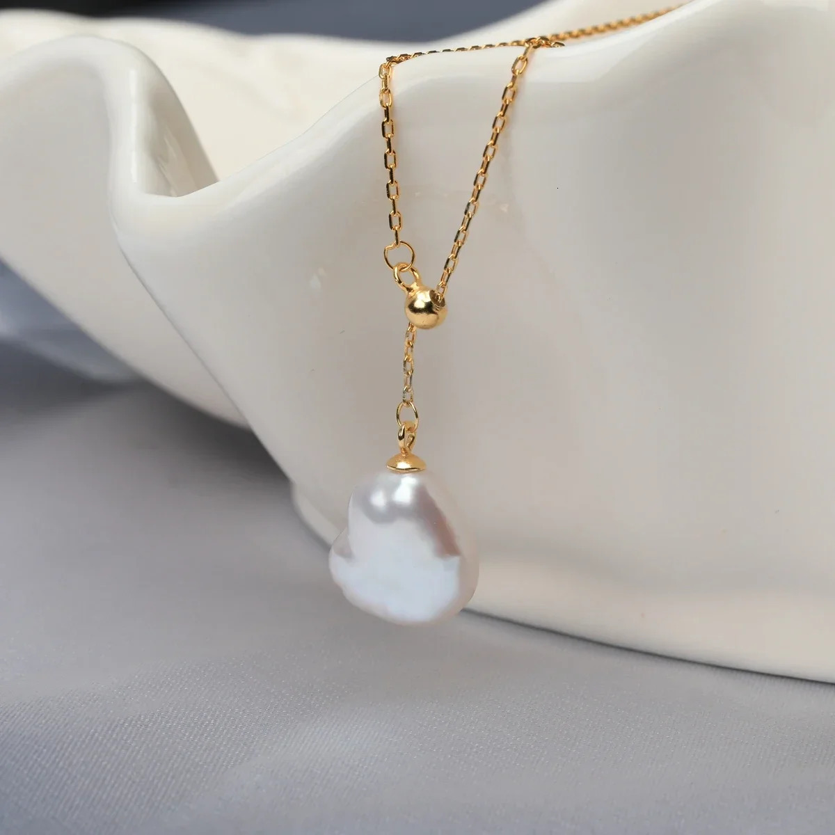Natural freshwater heart-shaped Baroque pearl Y-shaped chain slanted pendant S925 Sterling Silver necklace adjustable love gift 250117