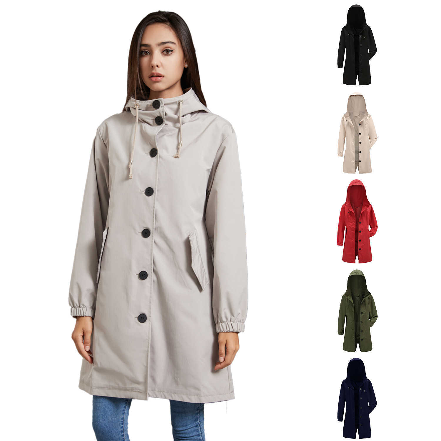 Autumn Winter Waterproof Hooded Windbreaker WoMens Casual Long Coat WoMens Loose Large Outdoor Womens Jacket Womens Long Trench Coat 241209