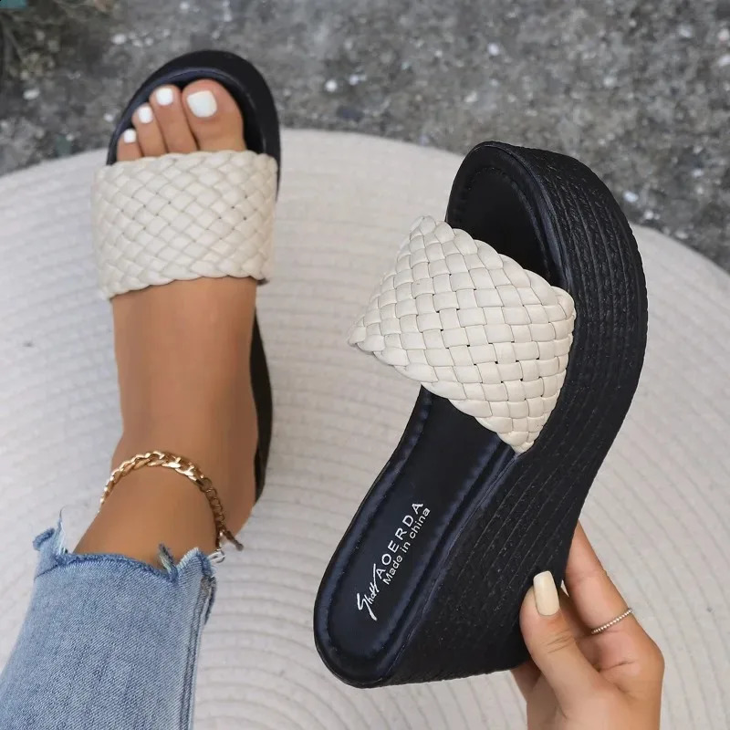 Wedges Slippers for Women Platform Sandals Woman Summer Chunky Wedge Heels Light Thick Sole Beach Shoes 250117