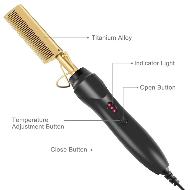 2 in 1 Electric Heating Comb Hair Straightener Curler Wet Dry Hair Iron Straightening Brush Hair Styling Tool 250110