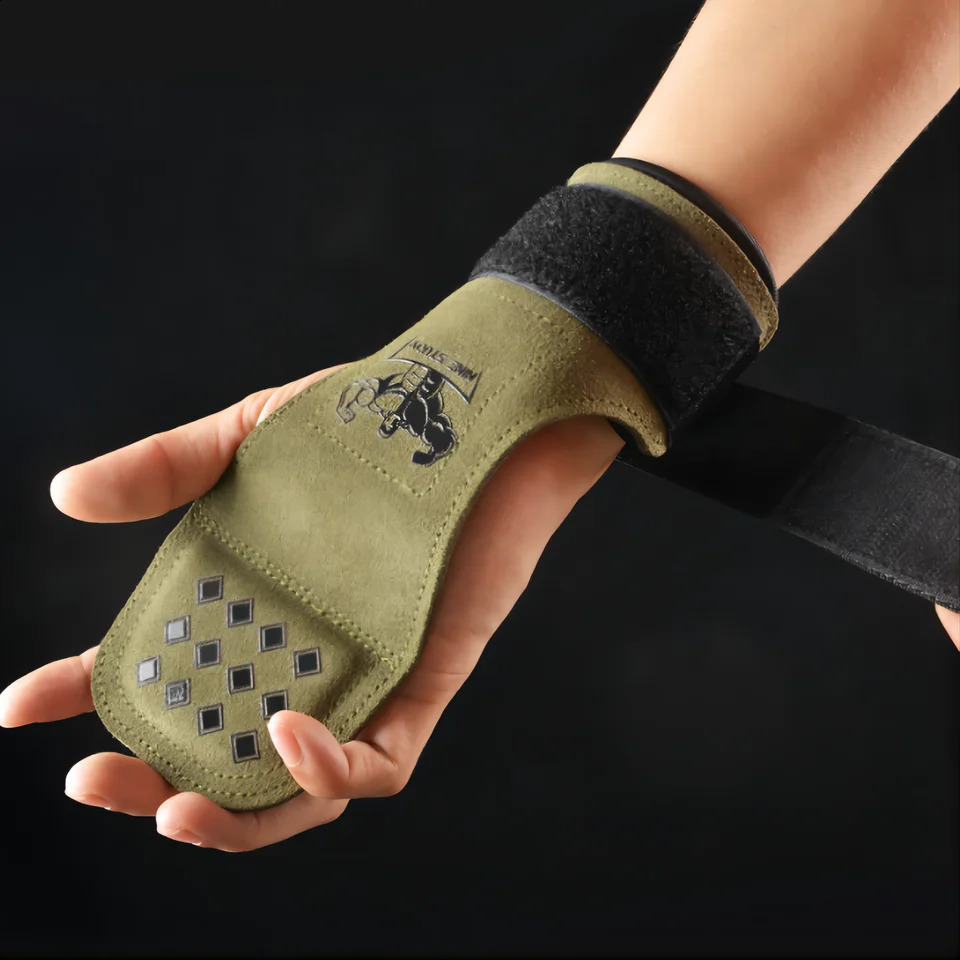 Leather Gym Gloves Pull-ups Lifting Gymnastic Crossfit Anti-Skid Belt Wraps Support Palm Protection Pads Fitness Accessories 250118