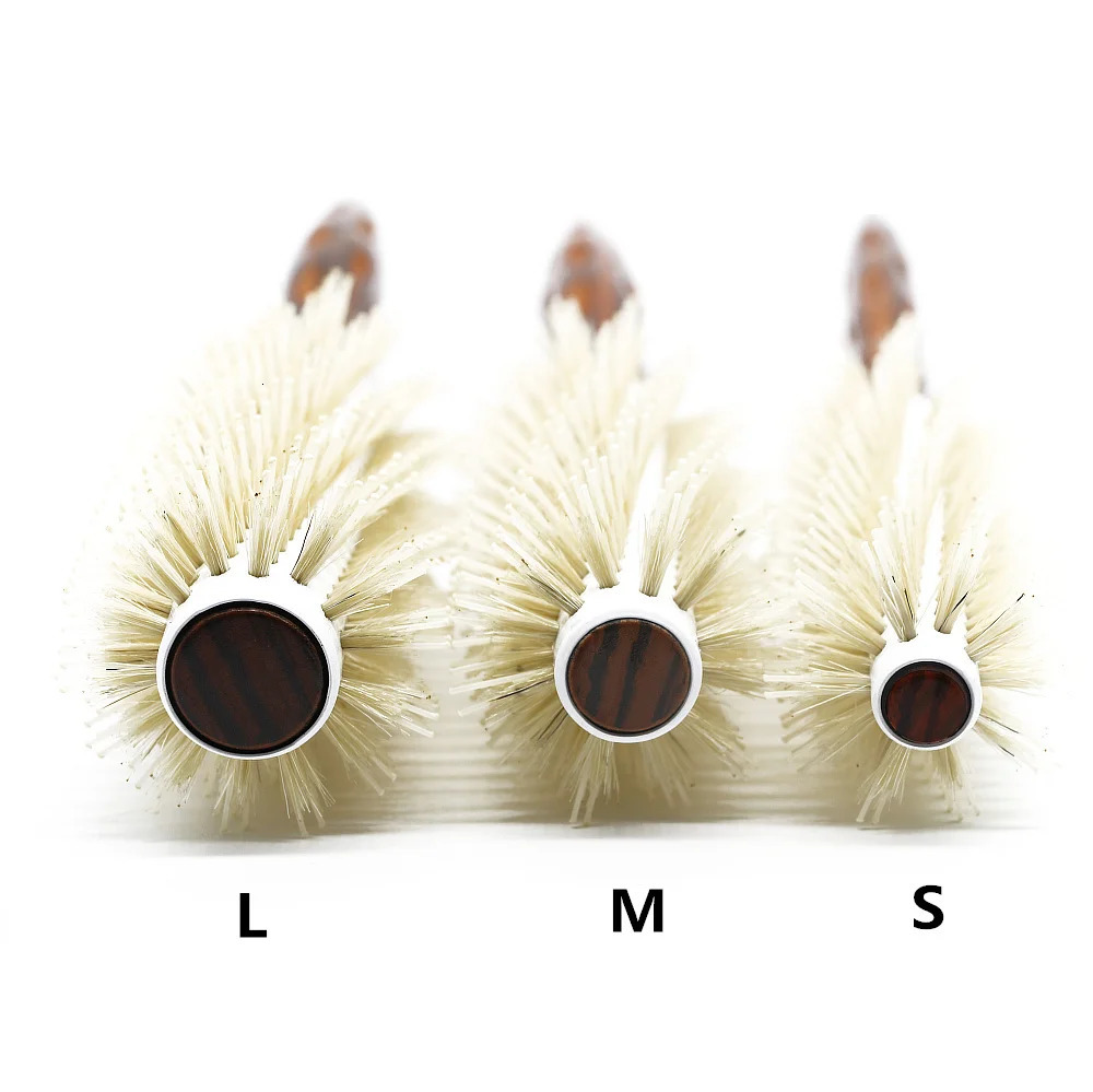 Mythus 3 Size Salon Hair Curls Brush Antistatic Wooden Hair Round Brush For Hairdressing Nylon And Bamboo Fibre Barber Brushes 250120