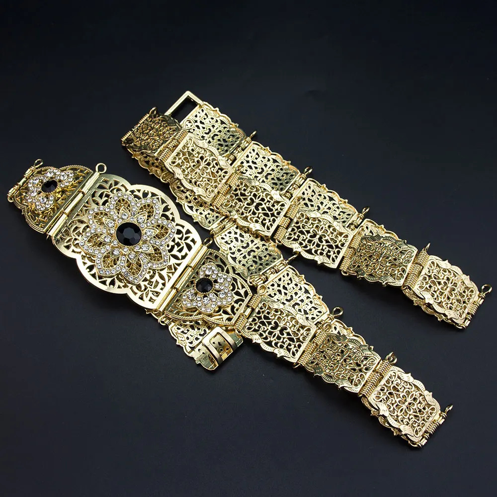 Sunspicems Moroccan Caftan Belt Gold Color Red Green Stone Algeria Wedding Dress Kaftan Abaya Arab Waist Chain Bridal Jewelry 250121