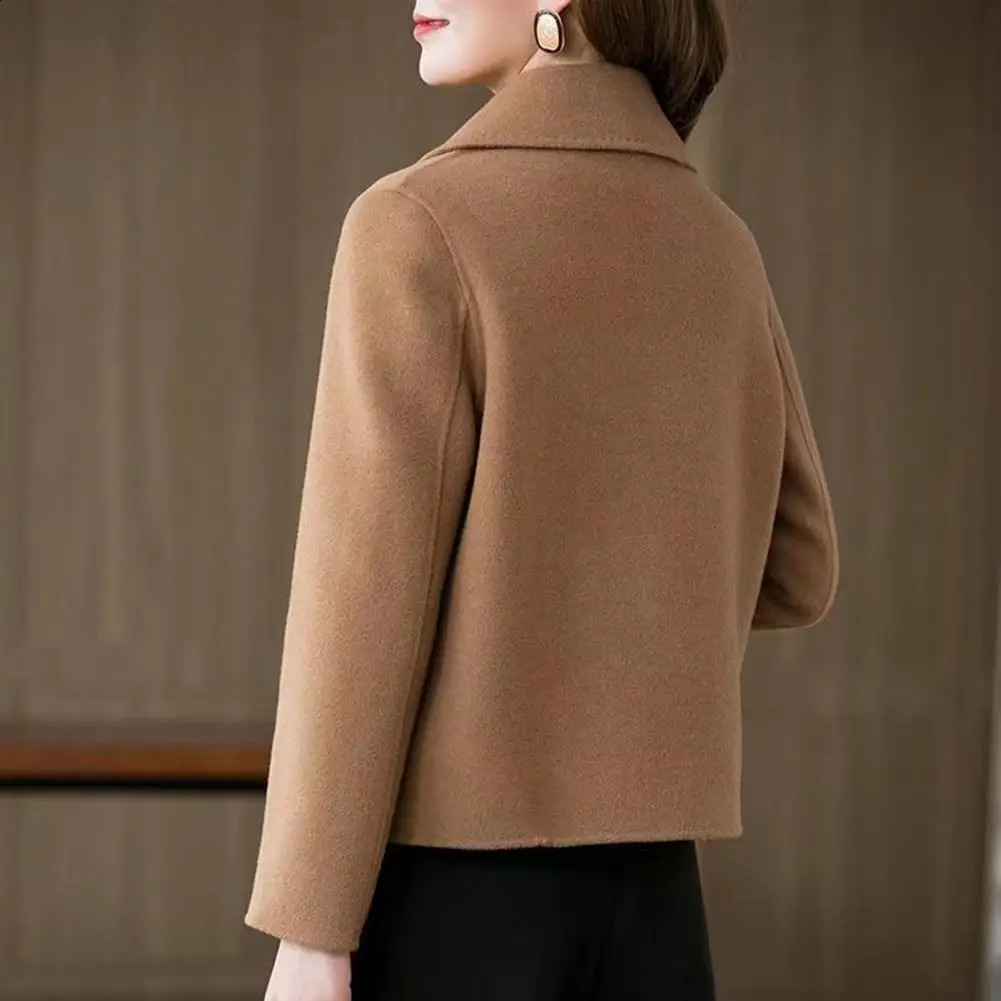Women Woolen Coat with Lapel Singlebreasted n Jacket Thermal Lining for Commuting Fallwinter Outerwear 250122