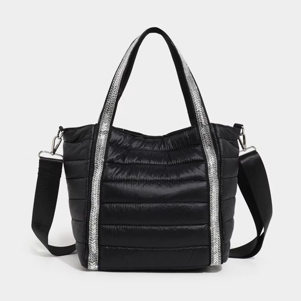 Dias Quilted Shoulder Cotton Padded Women's Bag Nylon Soft Crossbody Bags for Women Handbag Bucket Shopper Tote