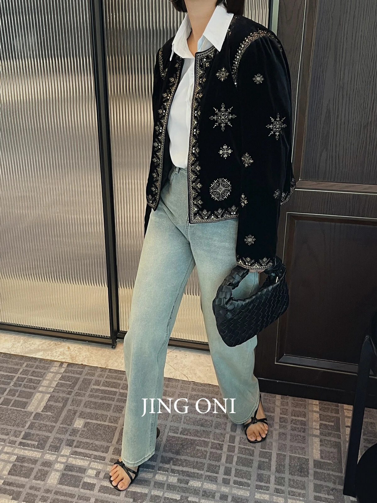 Embroidered Jacket Crop Coat Spring Tops Y2K Woman Clothing Korean Style Vintage Fashion Elegant Long Sleeve Bomber 250118