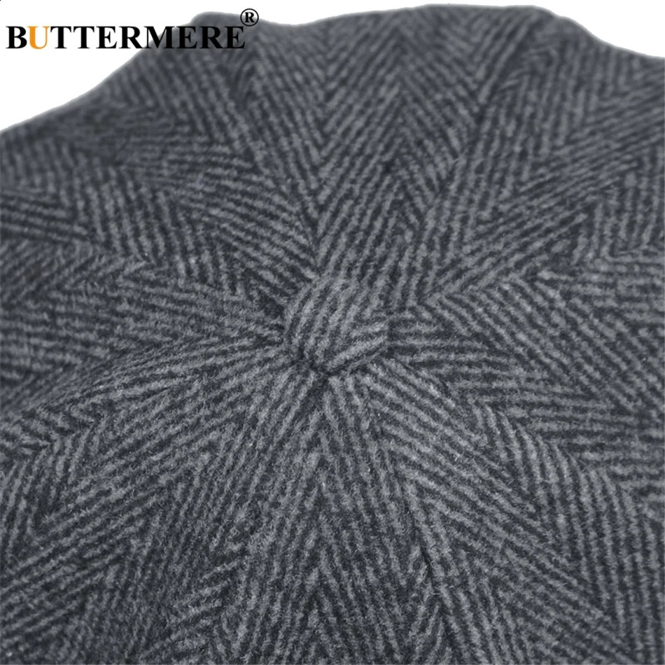 BUTTERMERE sboys Beret Herringbone Men Flat Caps Wool Casual Winter Tweed Female England Style Classic Octagonal Hats And Cap 250118