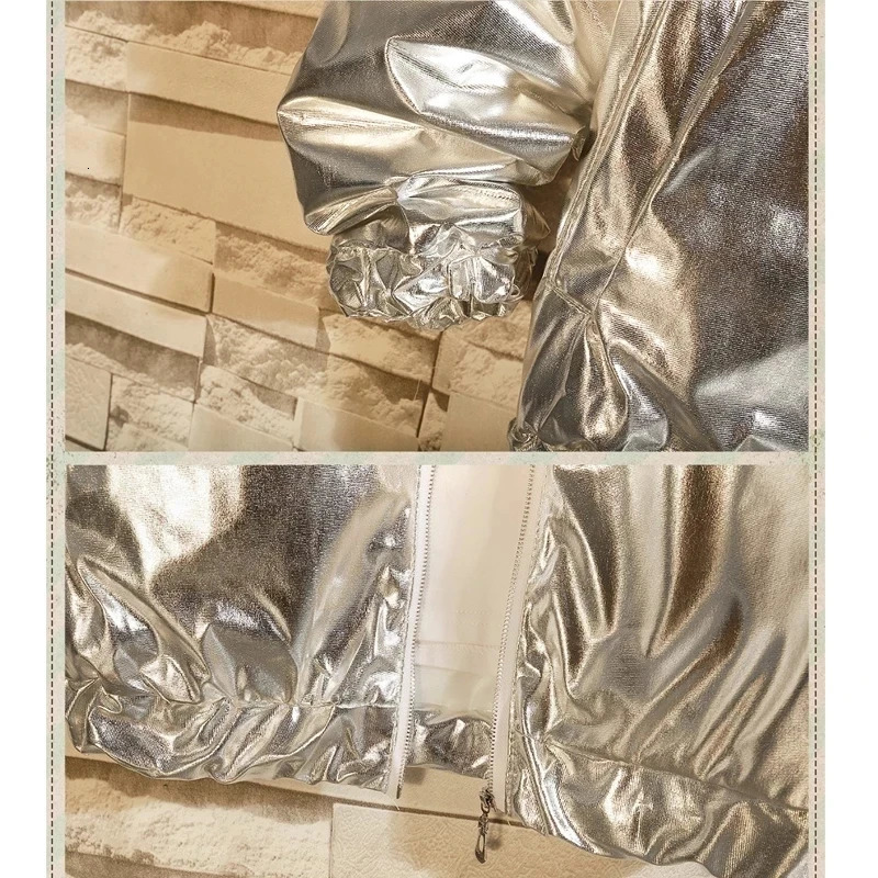 Mens Windbreaker Jackets Nightclub Stage Party Jackets Costume Streetwear Harajuku Hip Hop Reflective Jacket Gold Fashion Coats 250113