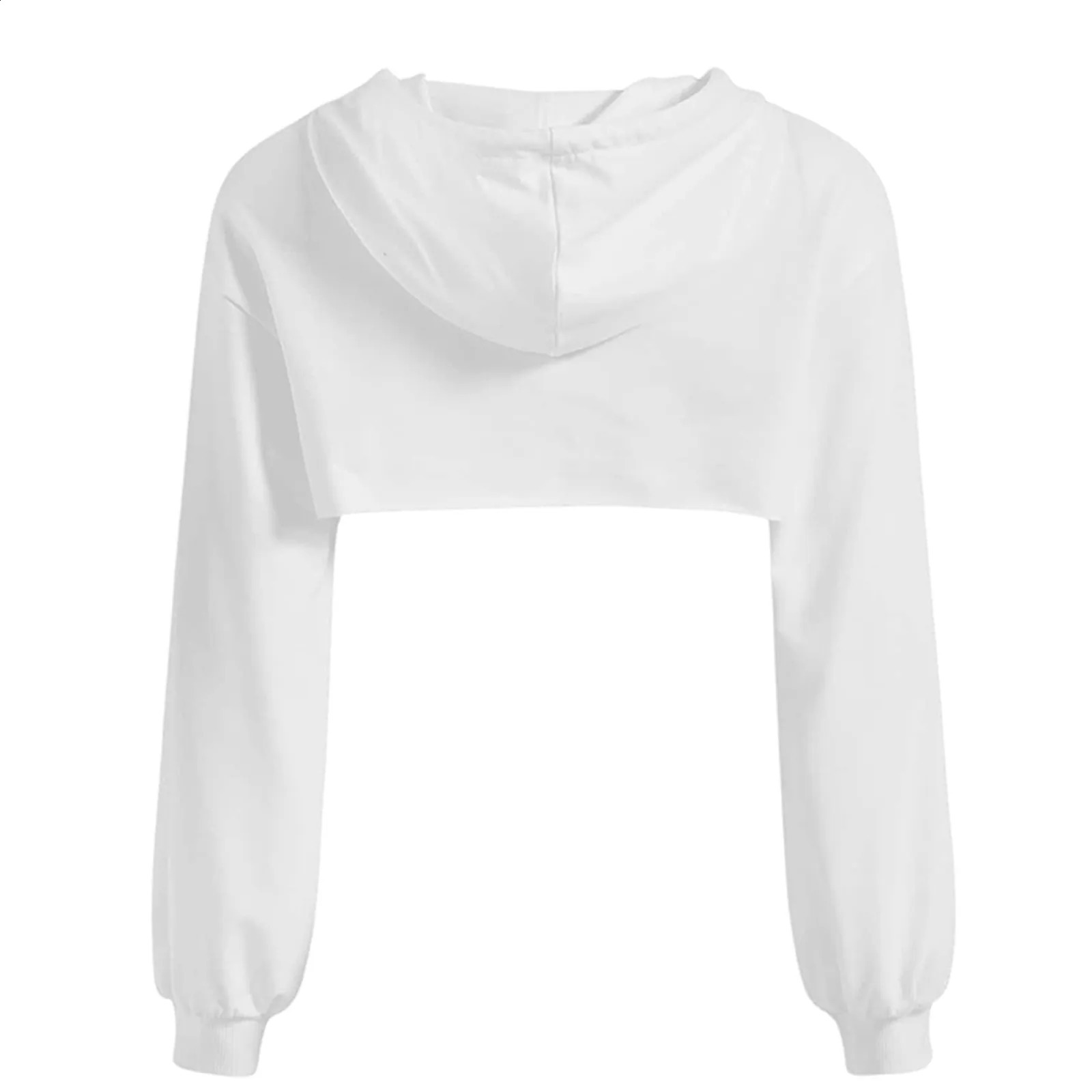 Women Ultra Short Hoodies y2k Crop Hooded Sweatshirt Kpop Kawaii Harajuku Long Sleeve Solid Color Hoodie Sudaderas De Mujeres 250116