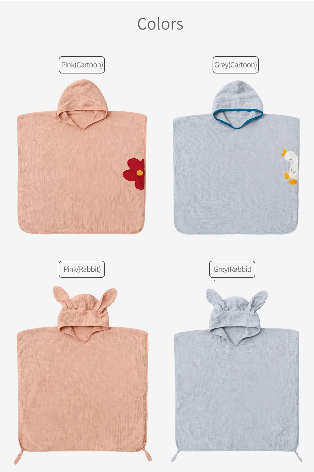 INSULAR Bath Towels Baby Hooded Bathrobe Childrens Cartoon Poncho Hooded Wear Kids Soft Washcloth Swimming Beach Muslin Style 250120